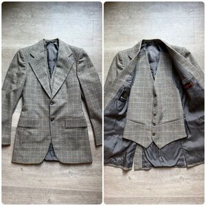 Vintage Yes Saint Laurent Plaid Blazer Vest Made In France Slim Fit Mens XS
